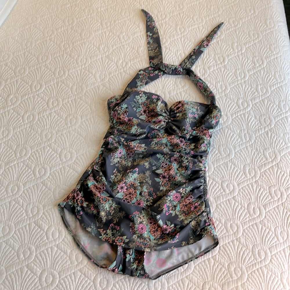 Retro style one piece swimsuit.